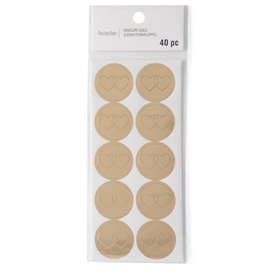 12 Packs: 40 ct. (480 total) Gold Hearts Envelope Seals by Recollections™